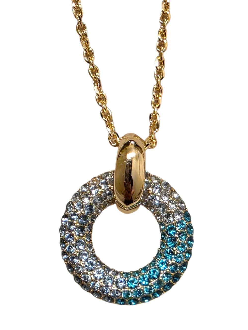 NEW Kendra Scott Mikki Pave Short Pendant Necklace in Green Blue Ombre Mix